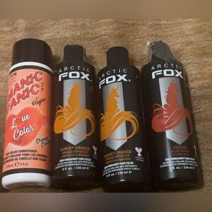 Sunset orange (2) arctic fox poison red (1) , orange crush manic panic (1)